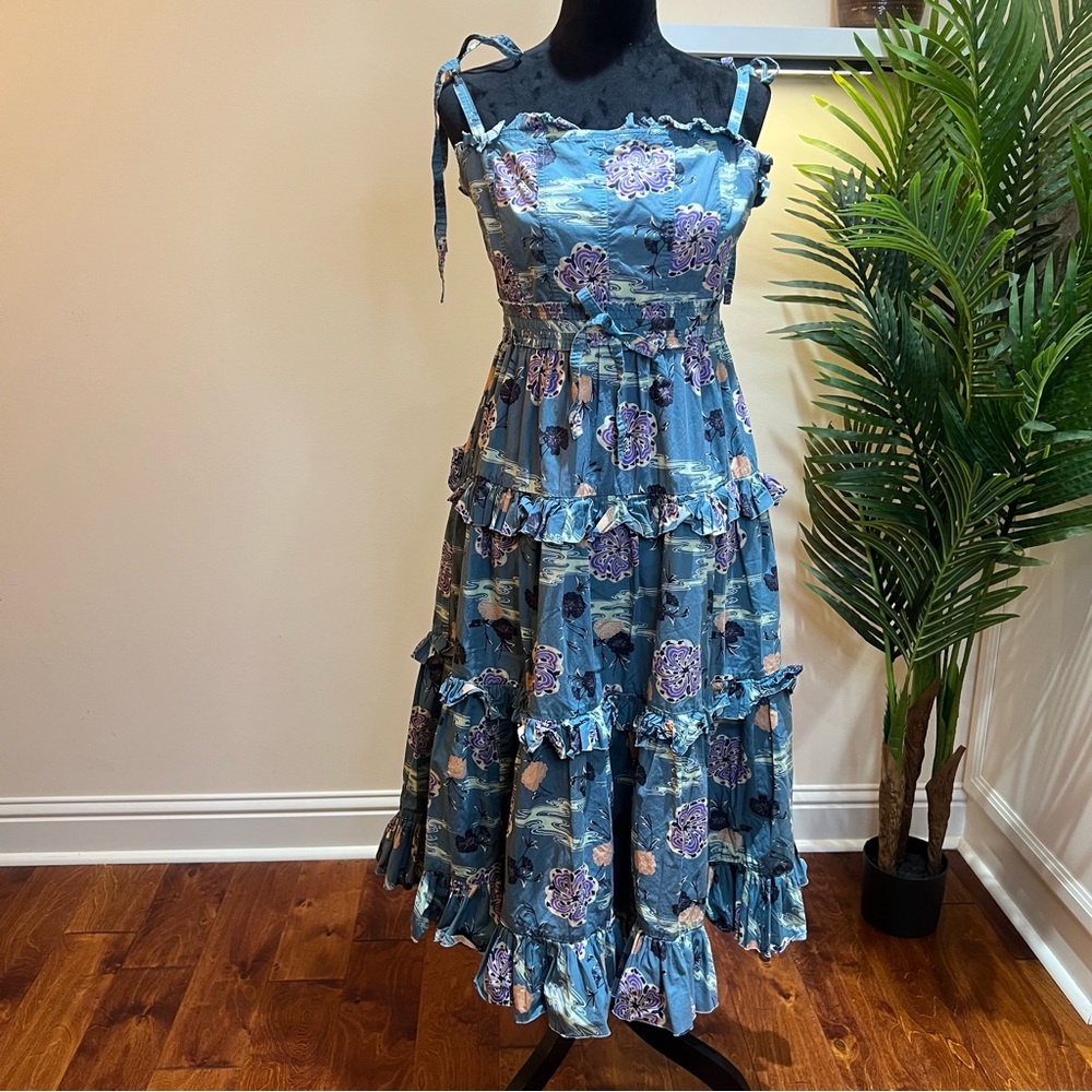 Ulla Johnson Luna River Blossom Printed Poplin Dress 8